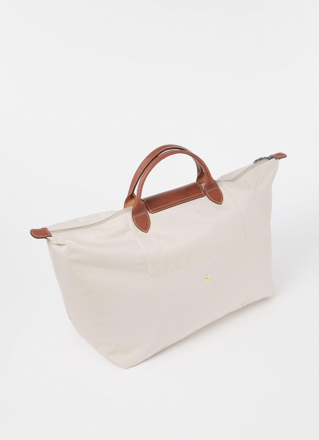 Longchamp Le Pliage Green opvouwbare reistas S met leren details - achterkant 6 creme