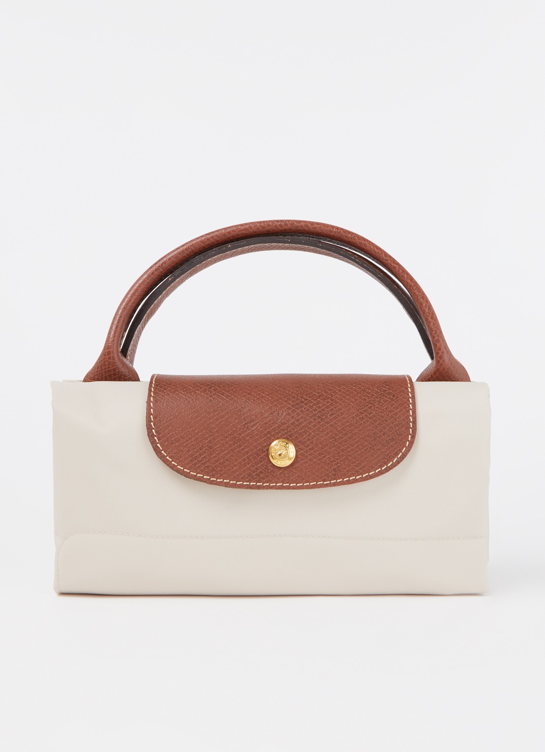 Longchamp Le Pliage Green opvouwbare reistas S met leren details - detail 5 creme