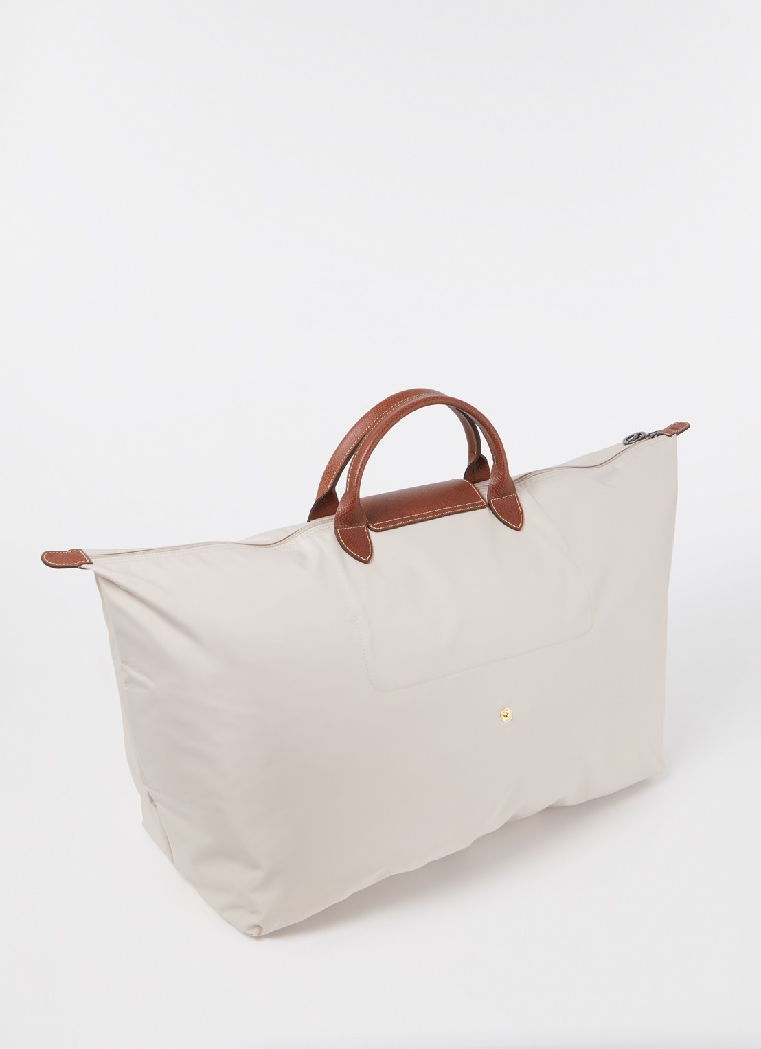 Longchamp Le Pliage Green reistas M met leren details - achterkant creme