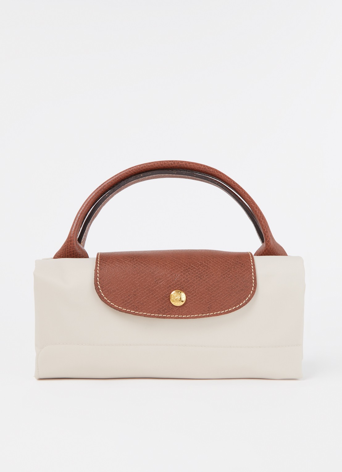 Longchamp Le Pliage Green reistas M met leren details - detail 6 creme