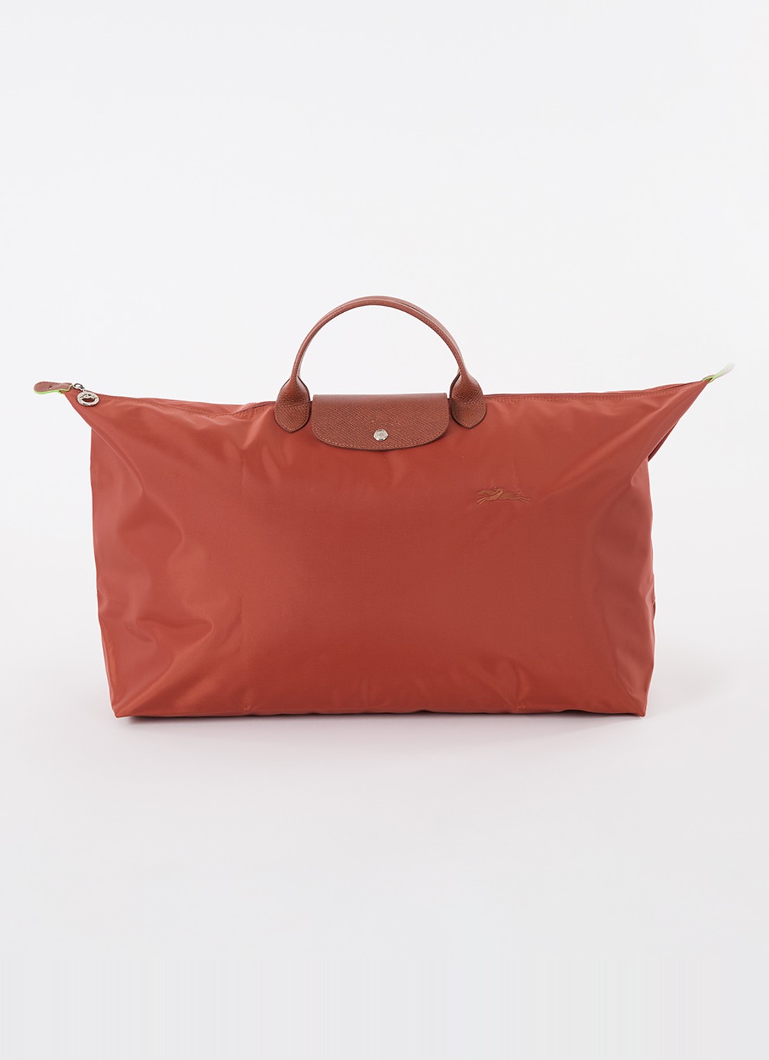 Longchamp Le Pliage Green reistas XL met leren details - voorkant roodbruin