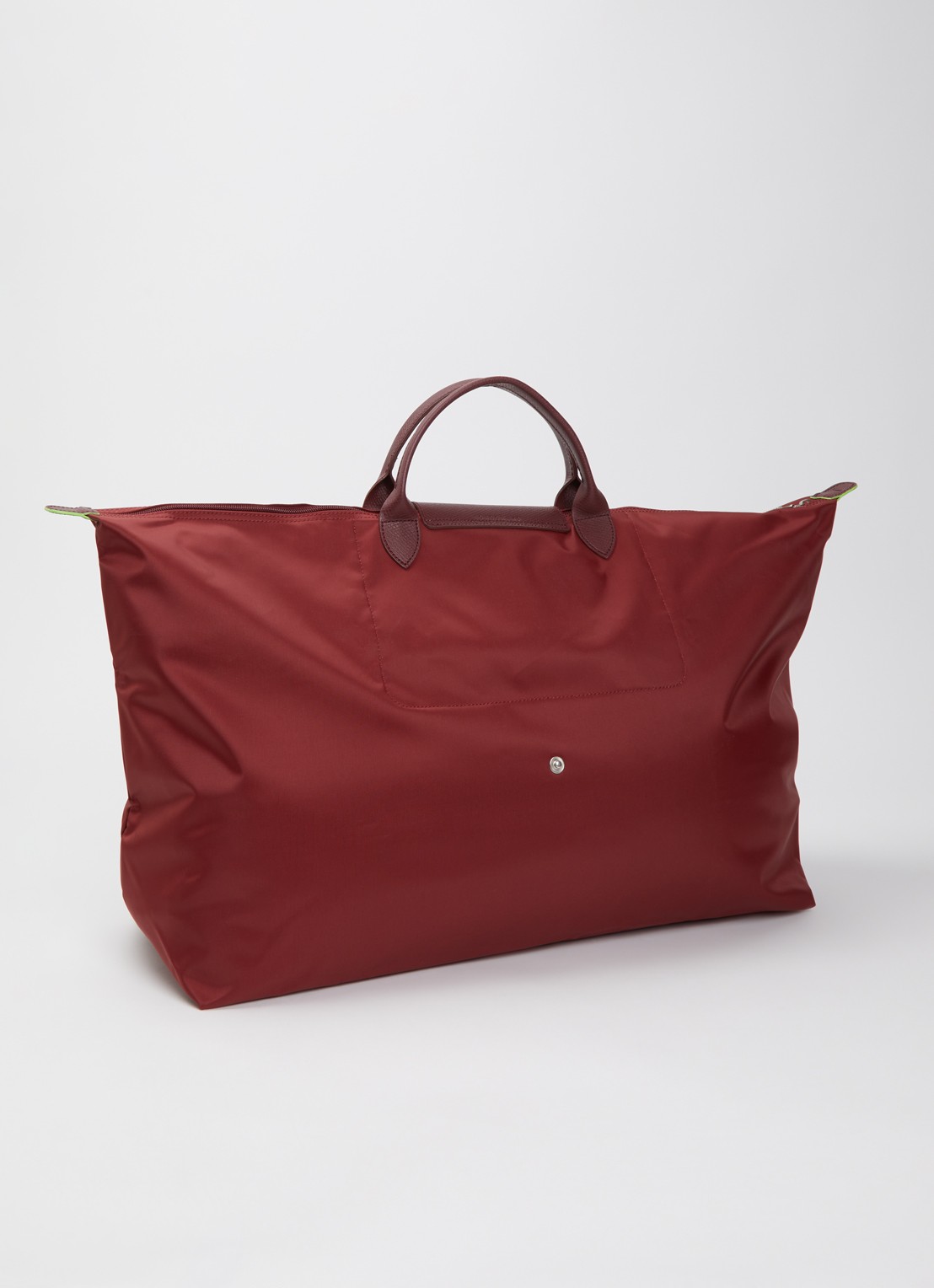 Longchamp Le Pliage Green reistas XL met leren details - achterkant 5 bordeauxrood