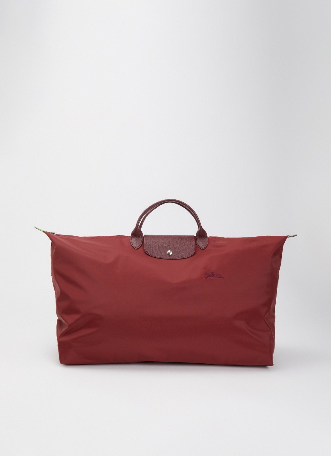Longchamp Le Pliage Green reistas XL met leren details - voorkant 6 bordeauxrood