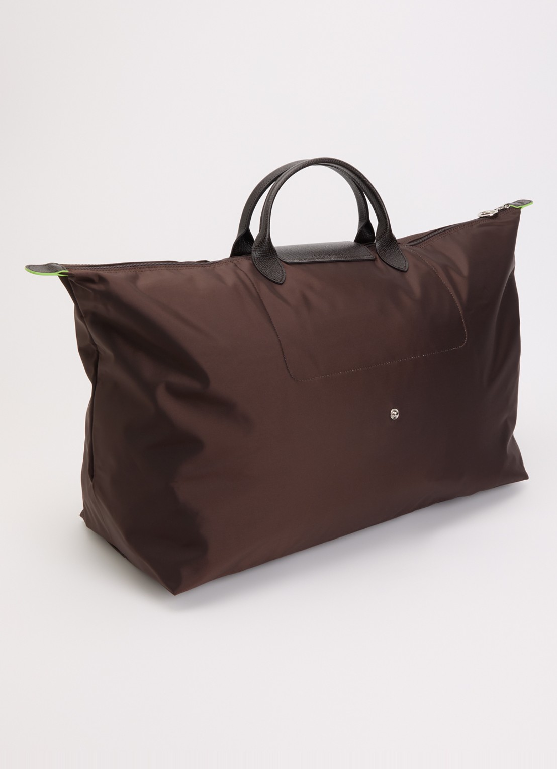 Longchamp Le Pliage Green reistas XL met leren details - achterkant donkerbruin