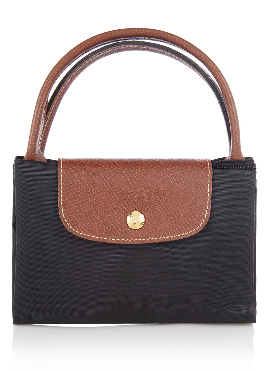 Longchamp Le Pliage handtas M met leren details - detail 5 zwart