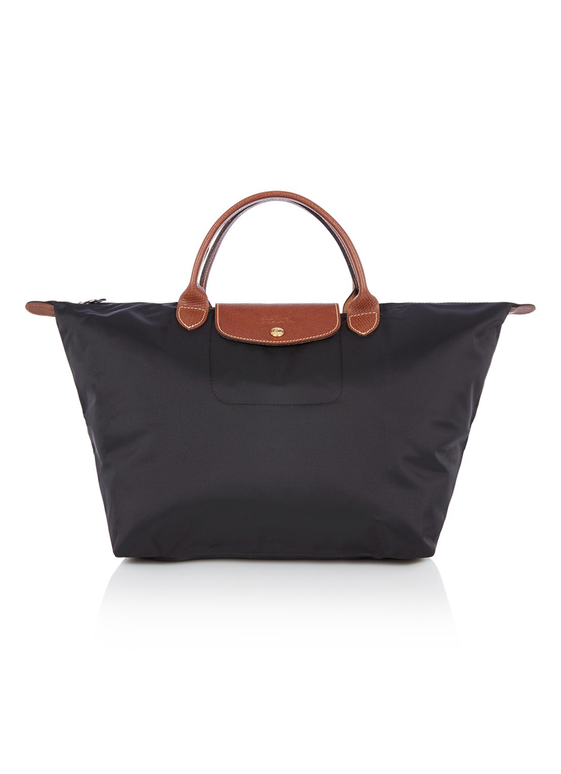 Longchamp Le Pliage handtas M met leren details - voorkant zwart