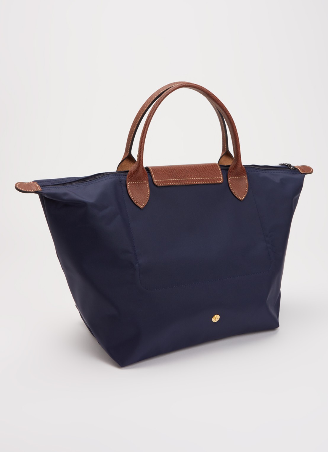 Longchamp Le Pliage handtas M met leren details - achterkant donkerblauw