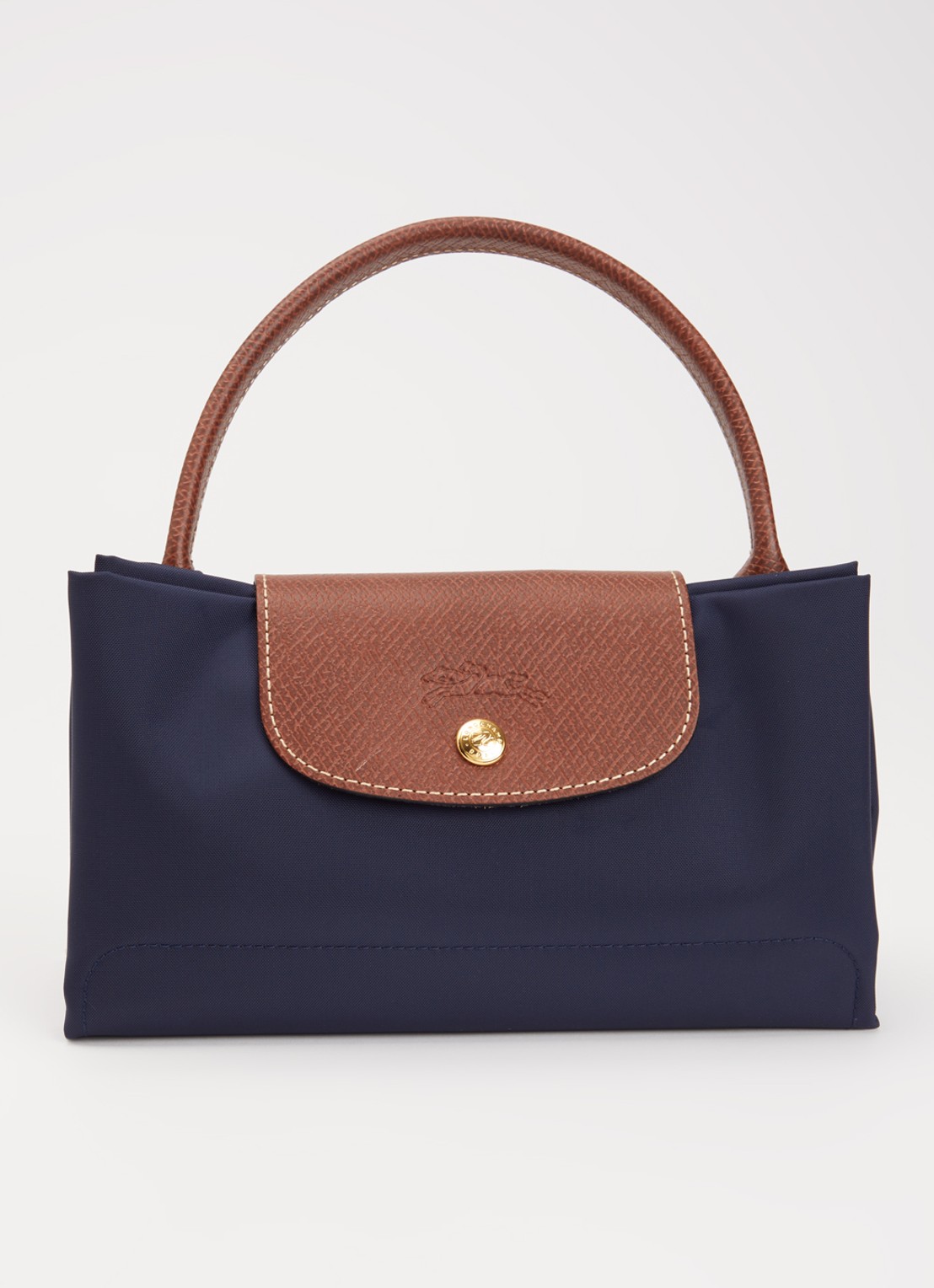 Longchamp Le Pliage handtas M met leren details - detail 6 donkerblauw