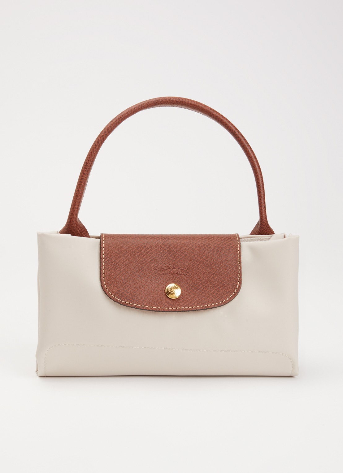 Longchamp Le Pliage handtas M met leren details - detail 6 creme