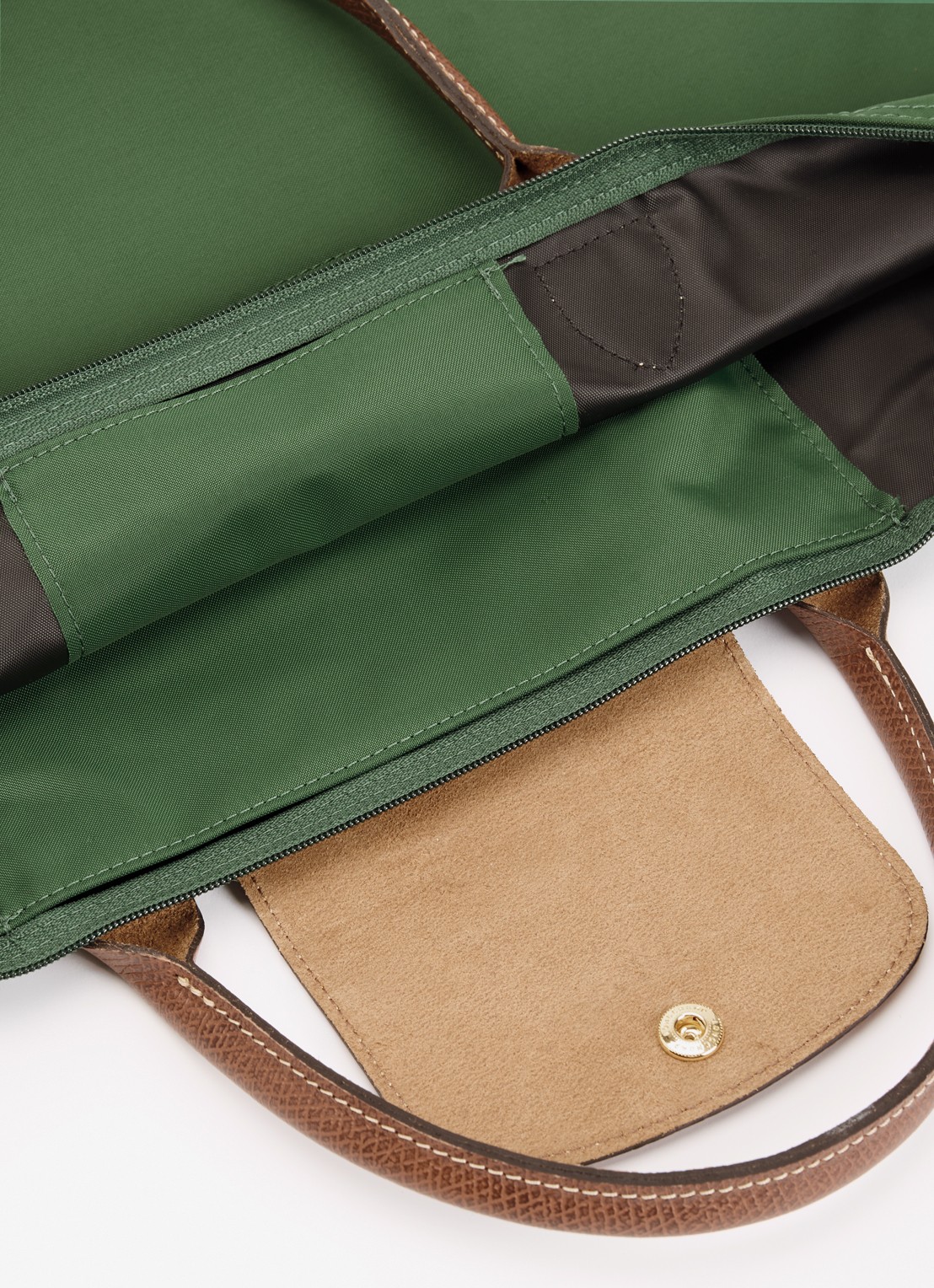 Longchamp Le Pliage handtas M met leren details - detail 4 groen