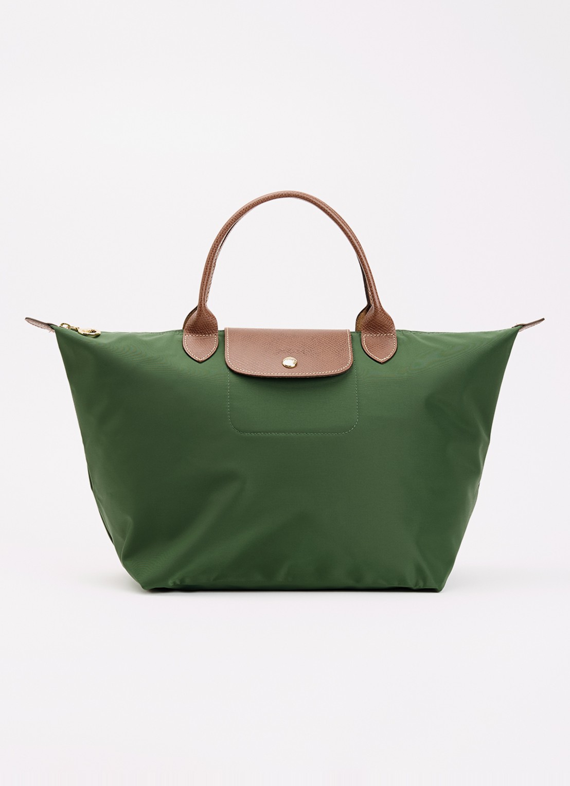 Longchamp Le Pliage handtas M met leren details - voorkant 2 groen