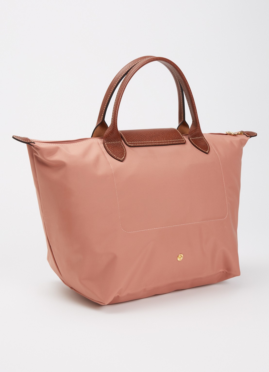 Longchamp Le Pliage handtas M met leren details - achterkant oudroze