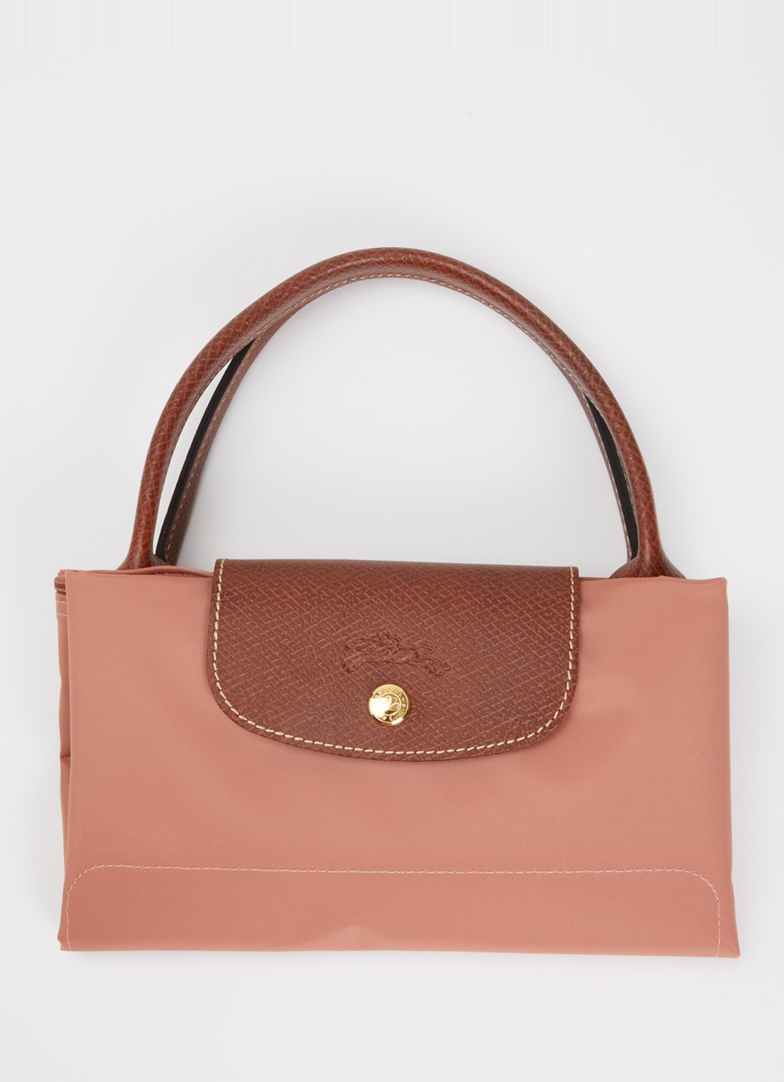 Longchamp Le Pliage handtas M met leren details - detail 6 oudroze