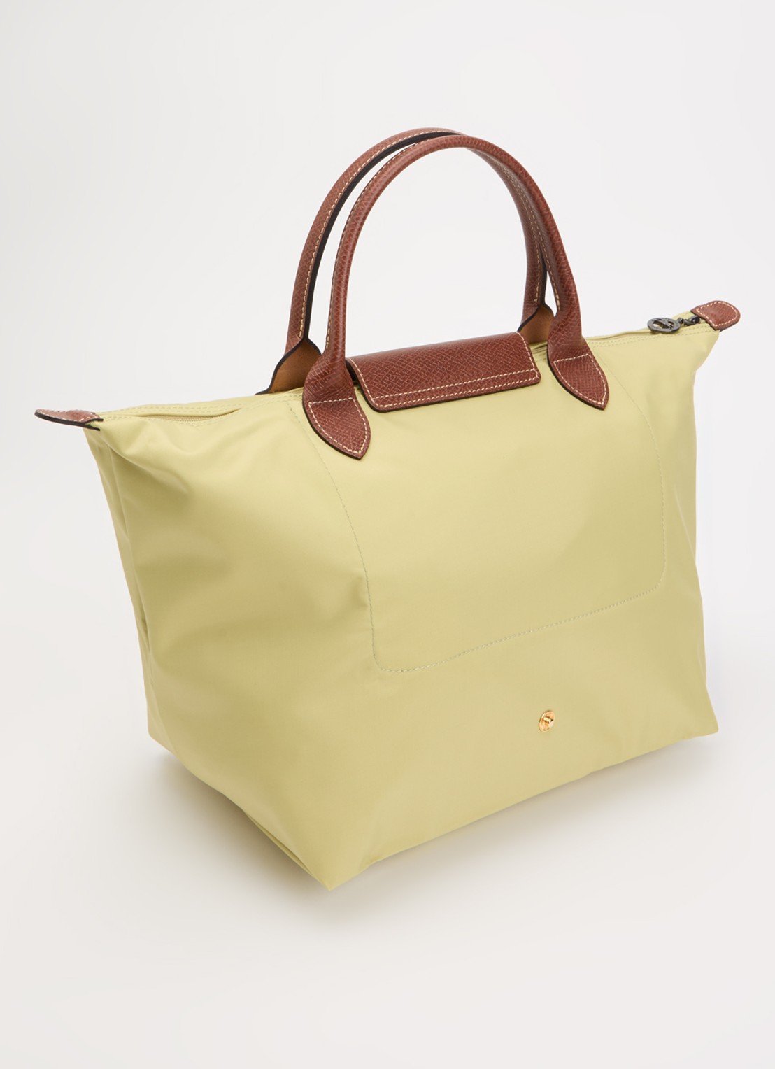 Longchamp Le Pliage handtas M met leren details - achterkant 7 mosgroen
