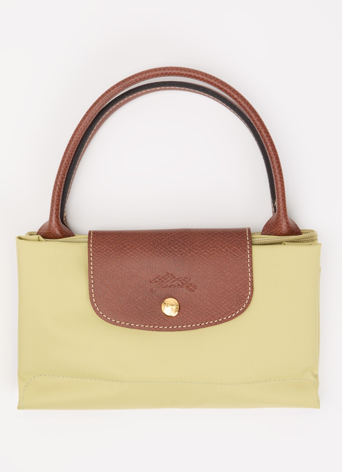 Longchamp Le Pliage handtas M met leren details - detail 3 mosgroen