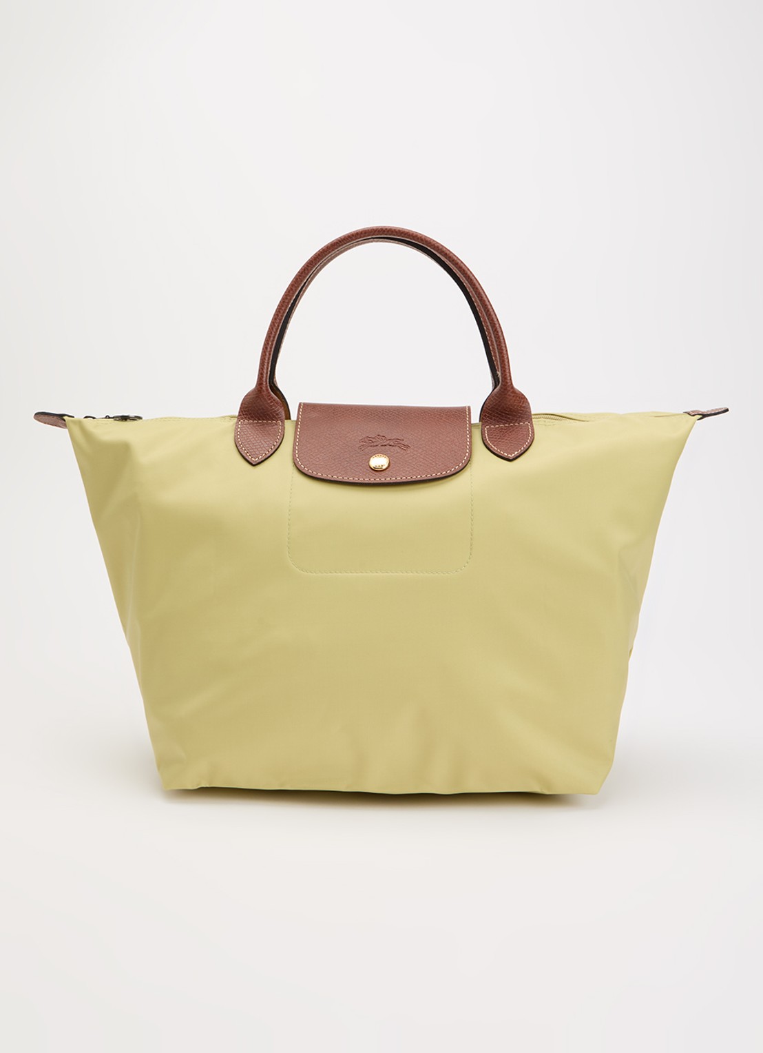 Longchamp Le Pliage handtas M met leren details - voorkant 5 mosgroen