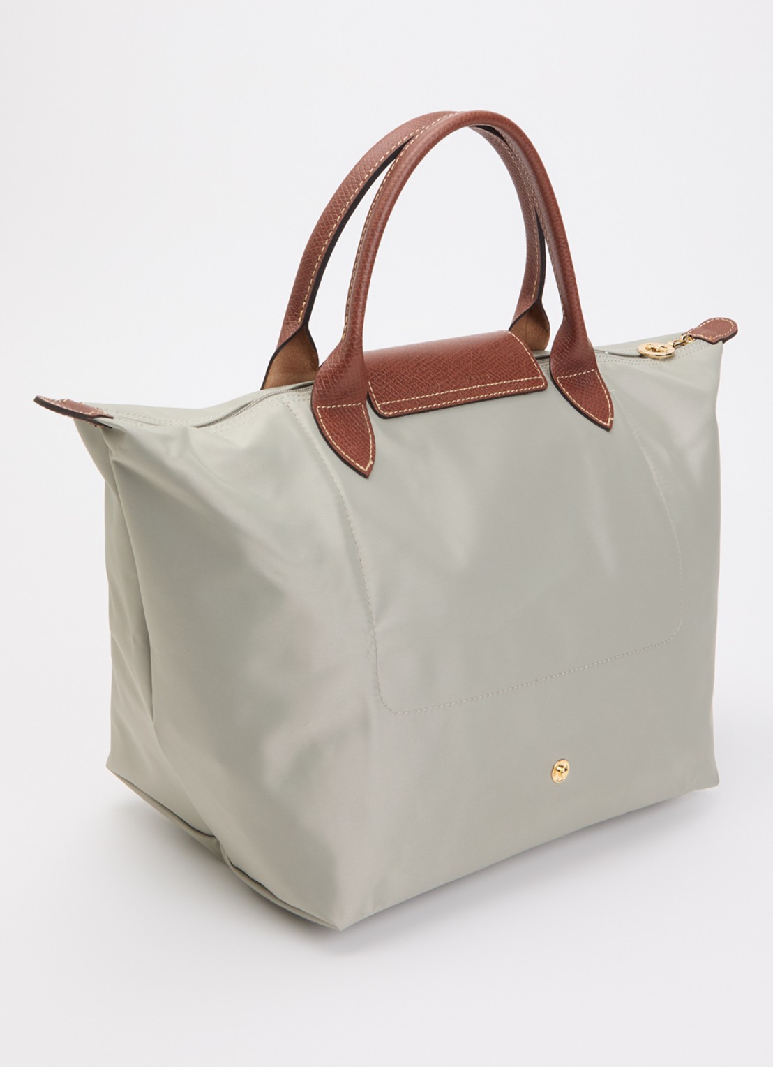 Longchamp Le Pliage handtas M met leren details - achterkant donkergrijs