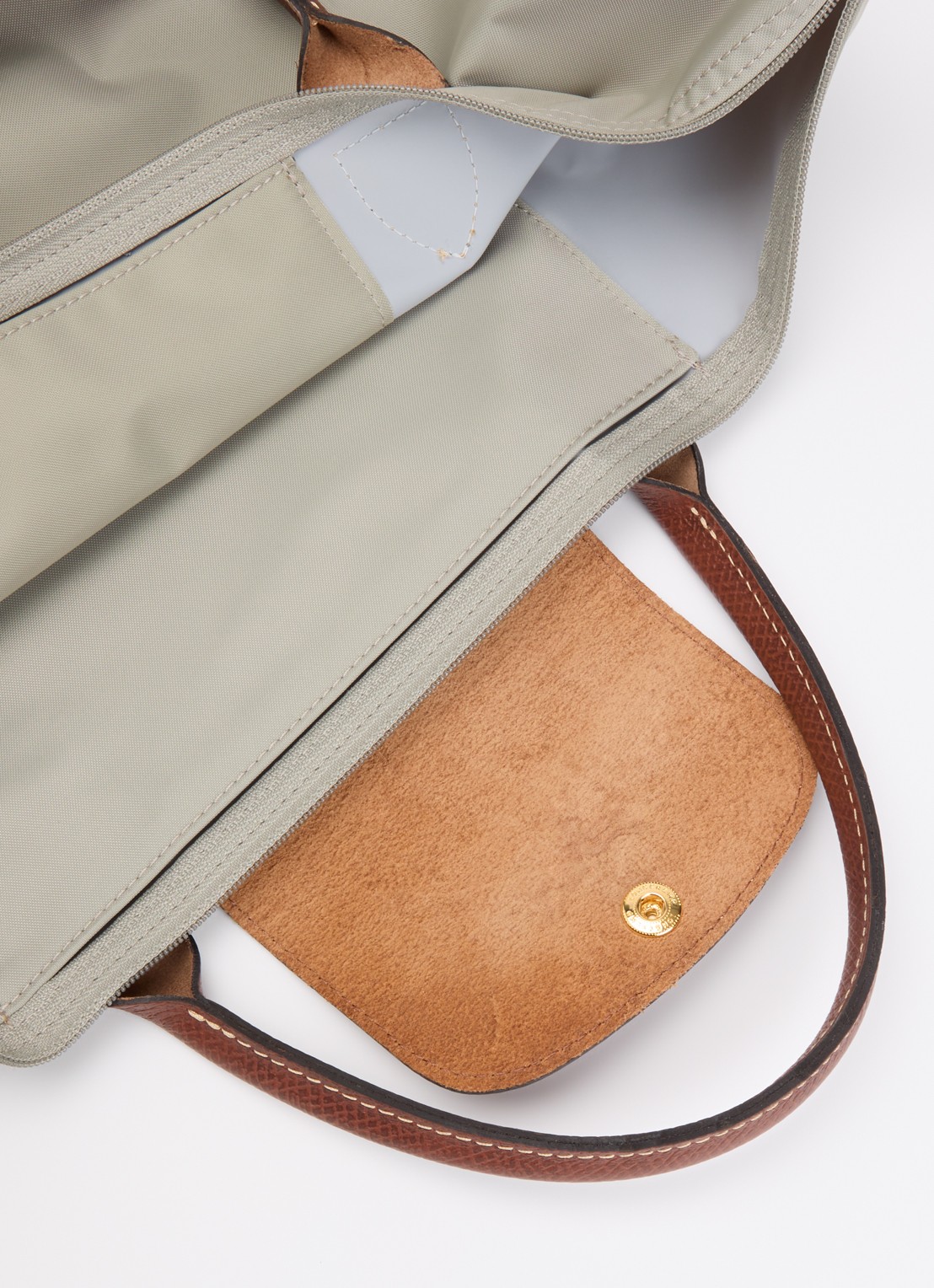 Longchamp Le Pliage handtas M met leren details - detail 4 donkergrijs