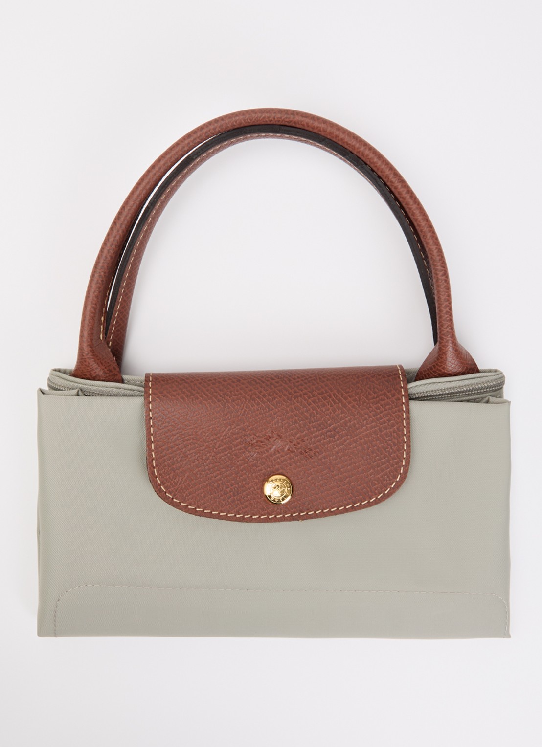 Longchamp Le Pliage handtas M met leren details - detail 6 donkergrijs