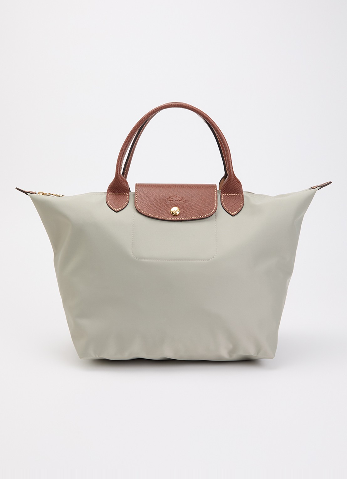 Longchamp Le Pliage handtas M met leren details - voorkant 2 donkergrijs