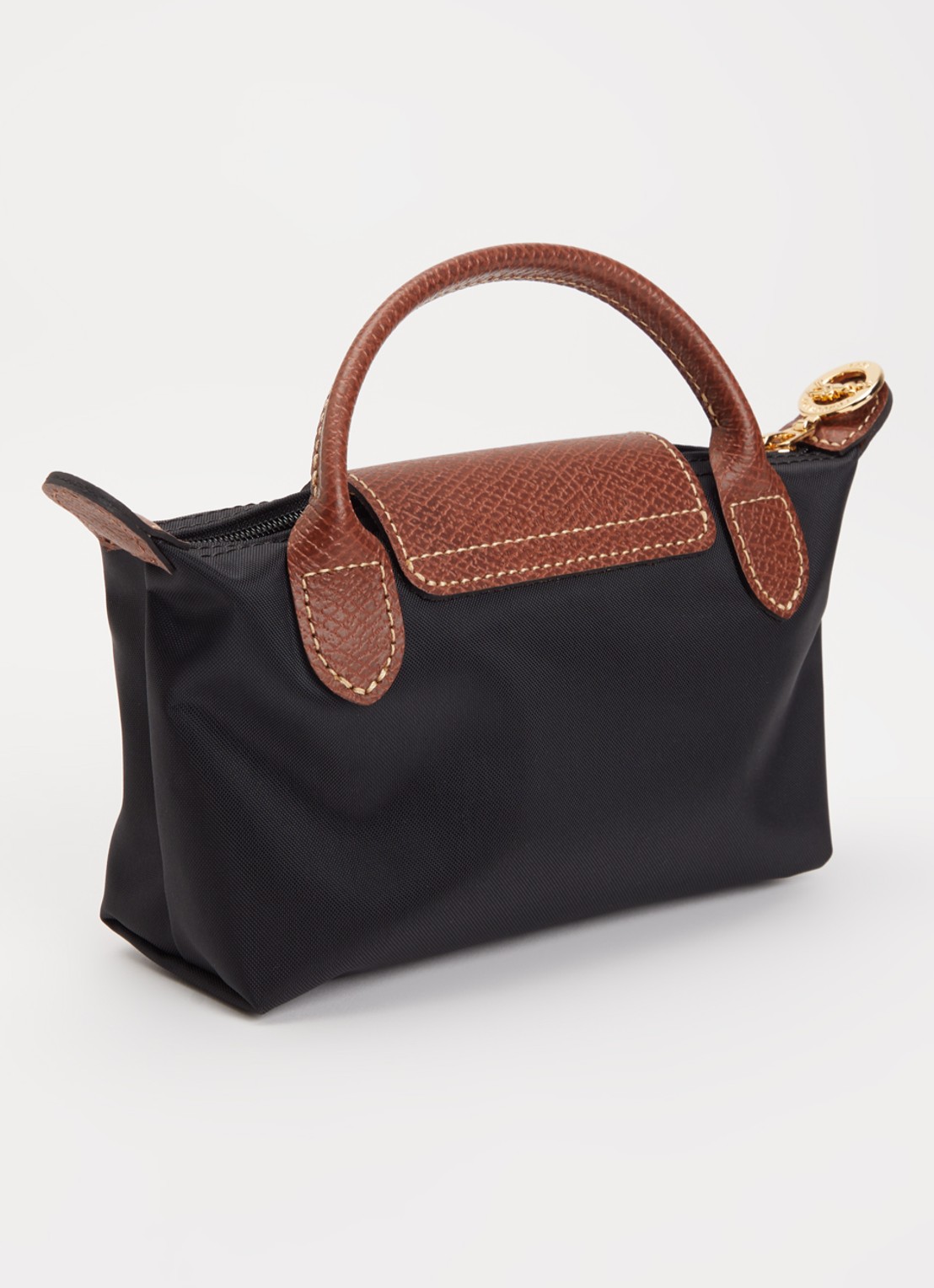 Longchamp Le Pliage handtas met leren details - achterkant 3 zwart