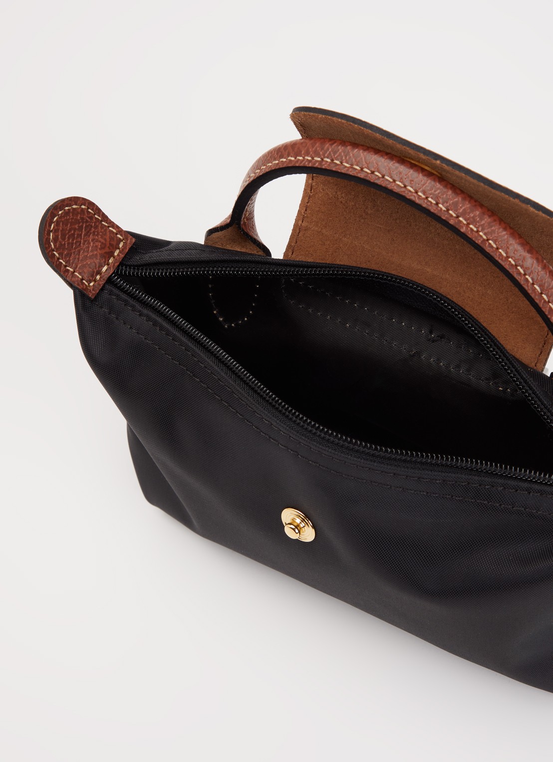 Longchamp Le Pliage handtas met leren details - detail 4 zwart