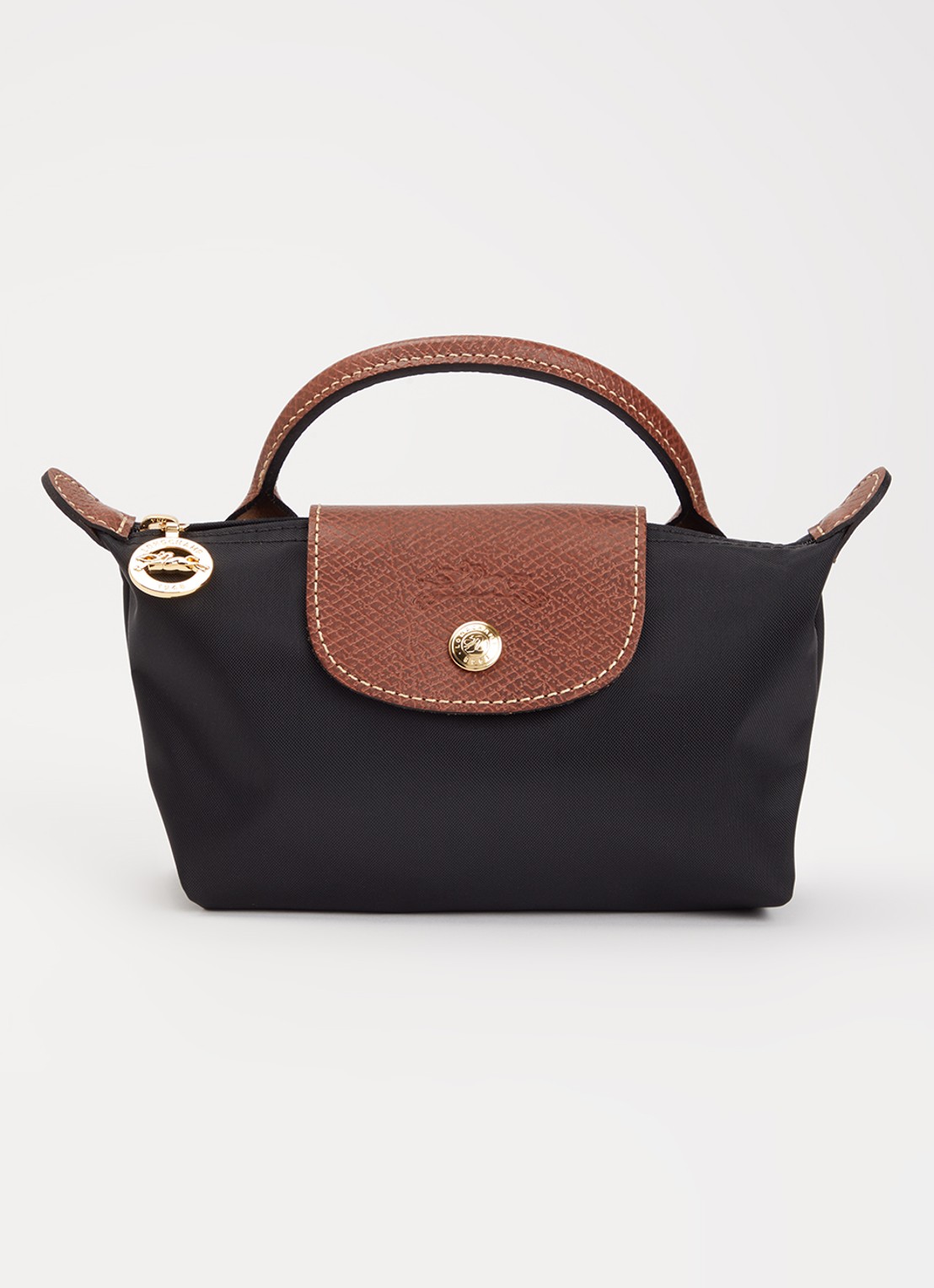 Longchamp Le Pliage handtas met leren details - voorkant zwart