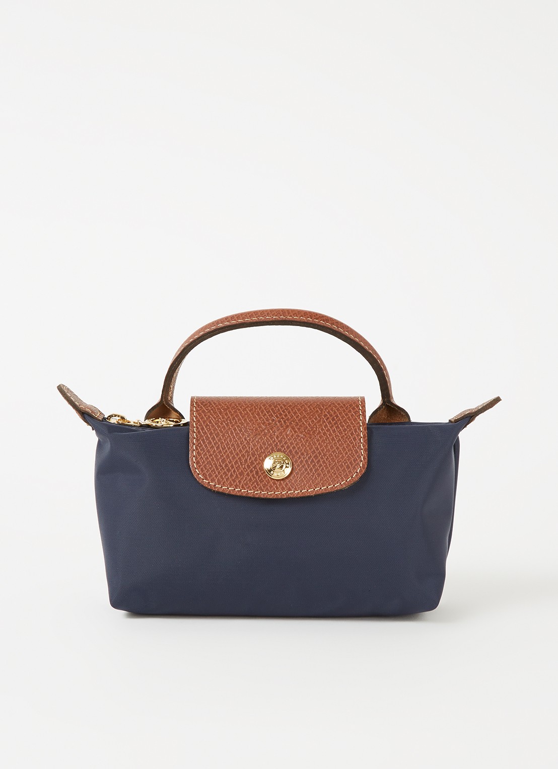 Longchamp Le Pliage handtas met leren details - voorkant 2 donkerblauw