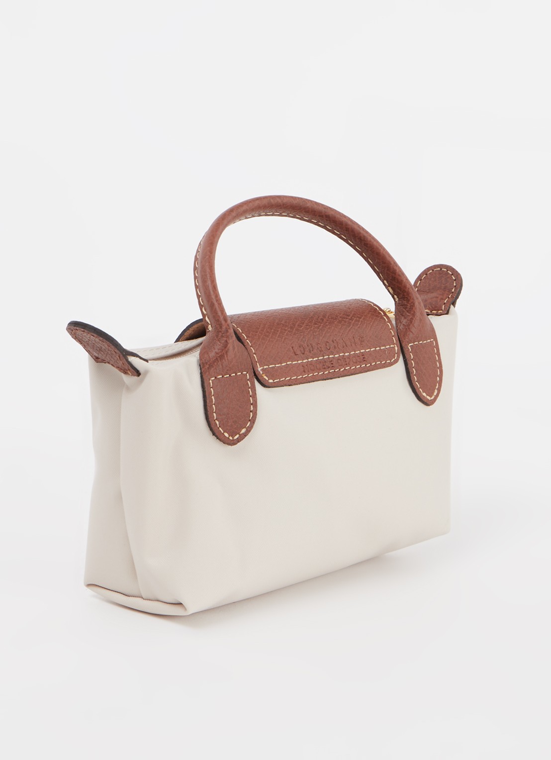 Longchamp Le Pliage handtas met leren details - achterkant 3 creme