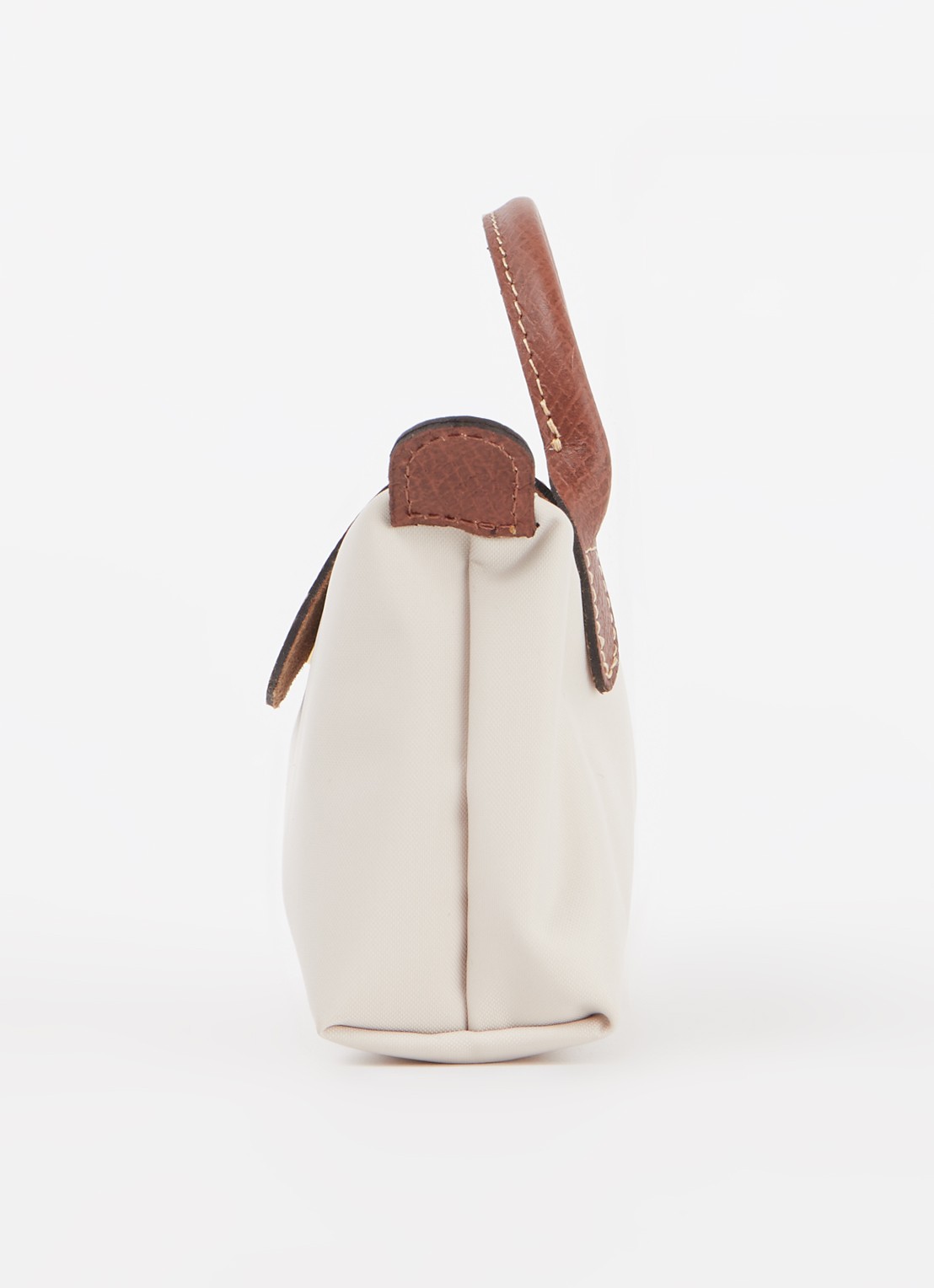 Longchamp Le Pliage handtas met leren details - detail creme