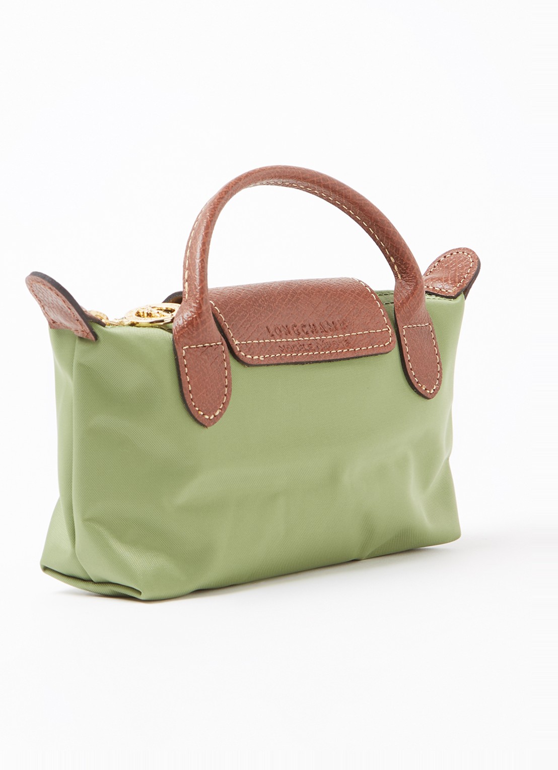 Longchamp Le Pliage handtas met leren details - achterkant 5 groen
