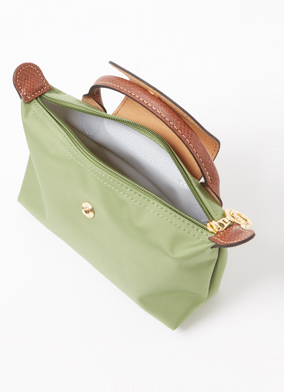 Longchamp Le Pliage handtas met leren details - detail 3 groen
