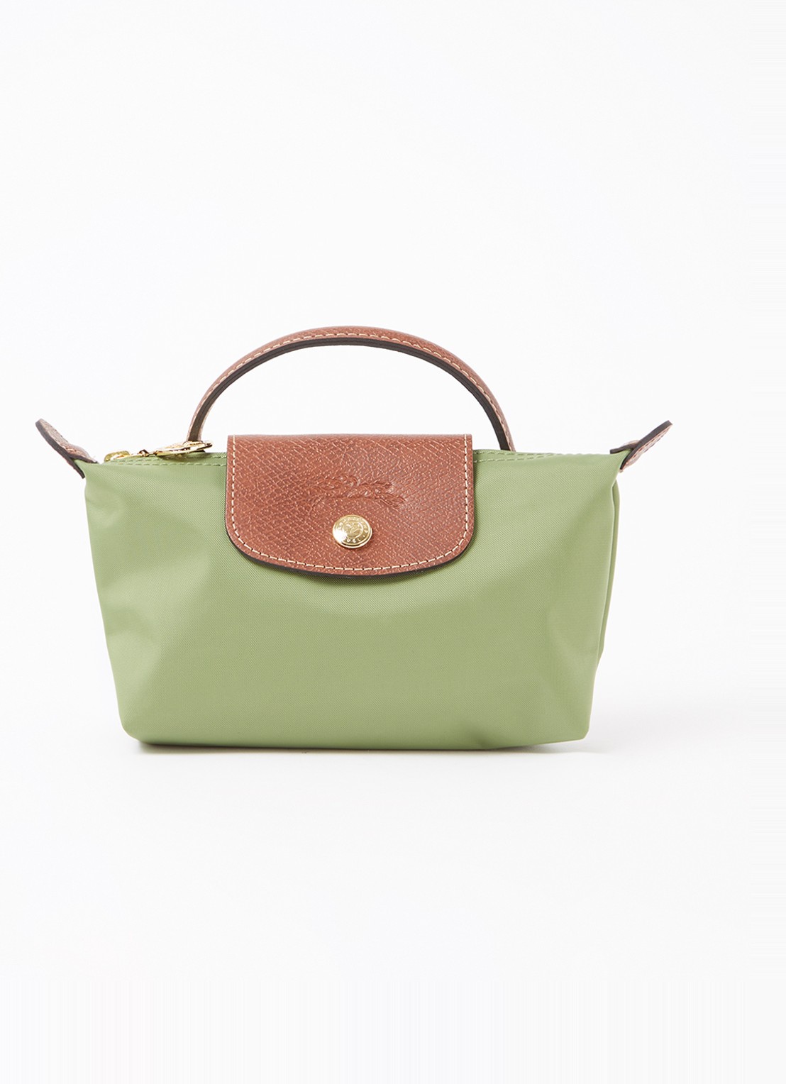 Longchamp Le Pliage handtas met leren details - voorkant groen