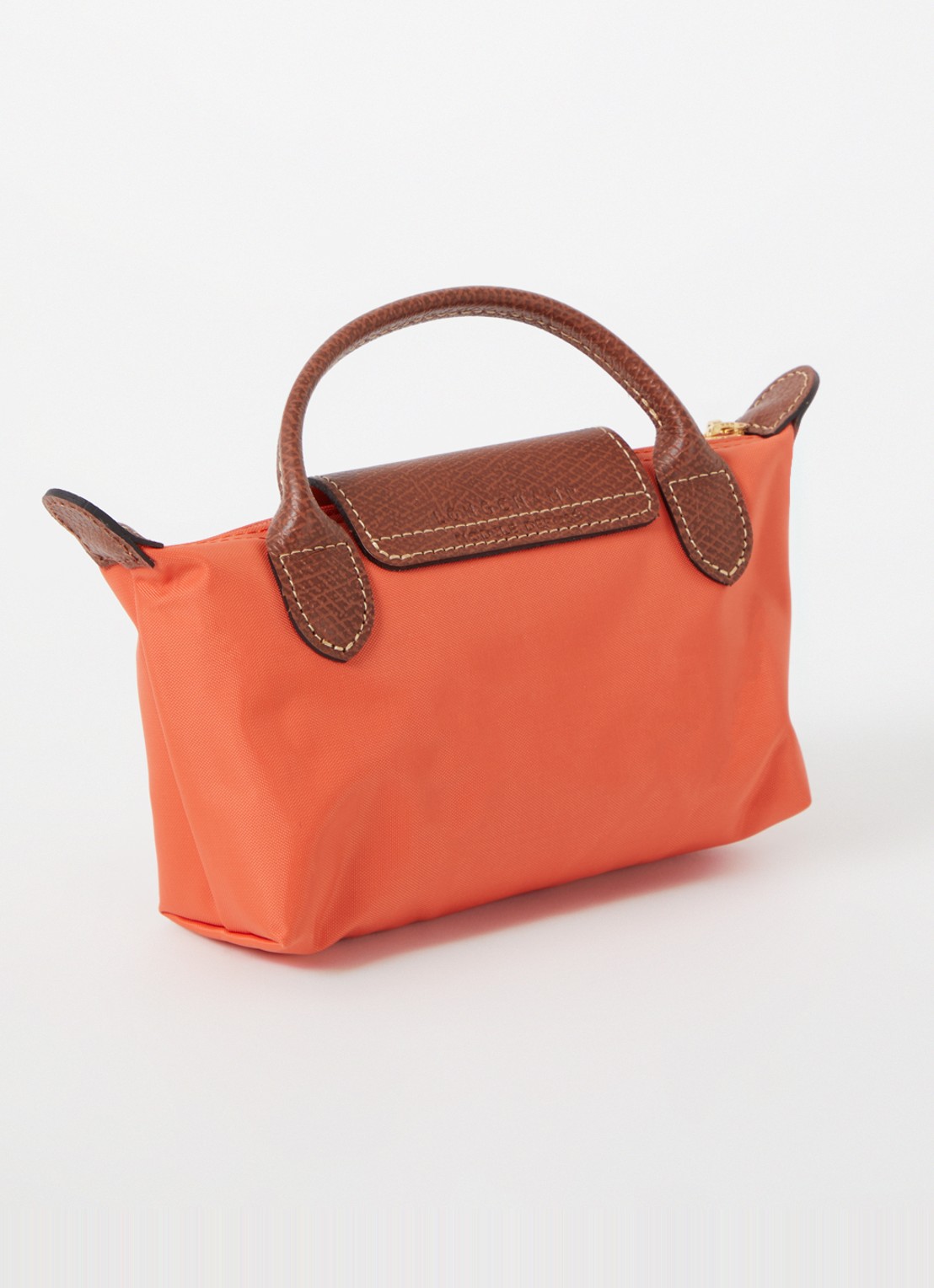 Longchamp Le Pliage handtas met leren details - achterkant 3 orange
