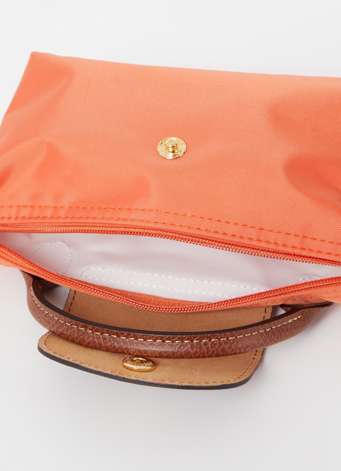 Longchamp Le Pliage handtas met leren details - detail 4 orange