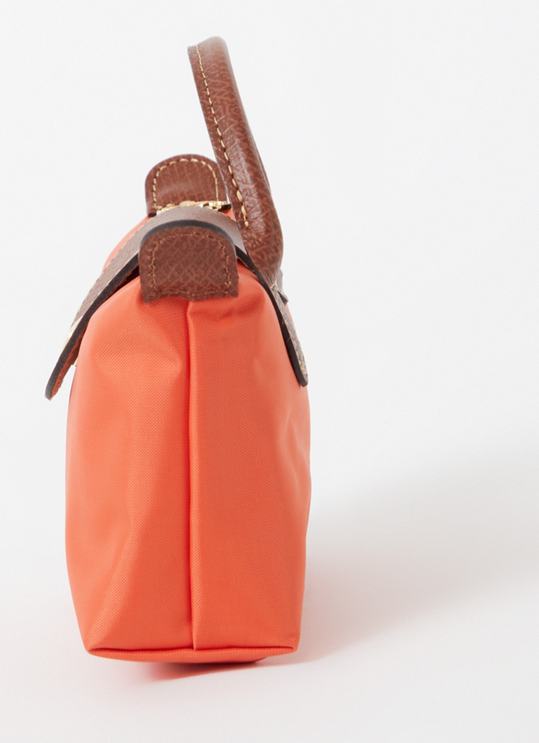 Longchamp Le Pliage handtas met leren details - detail 5 orange