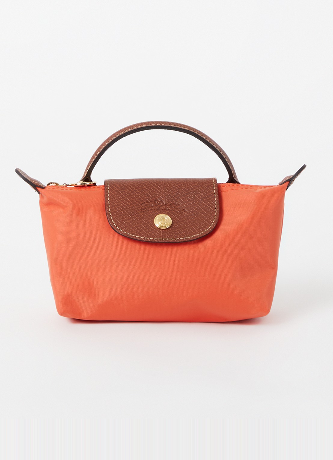 Longchamp Le Pliage handtas met leren details - voorkant orange