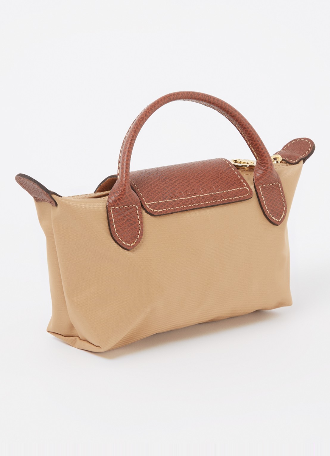 Longchamp Le Pliage handtas met leren details - achterkant camel