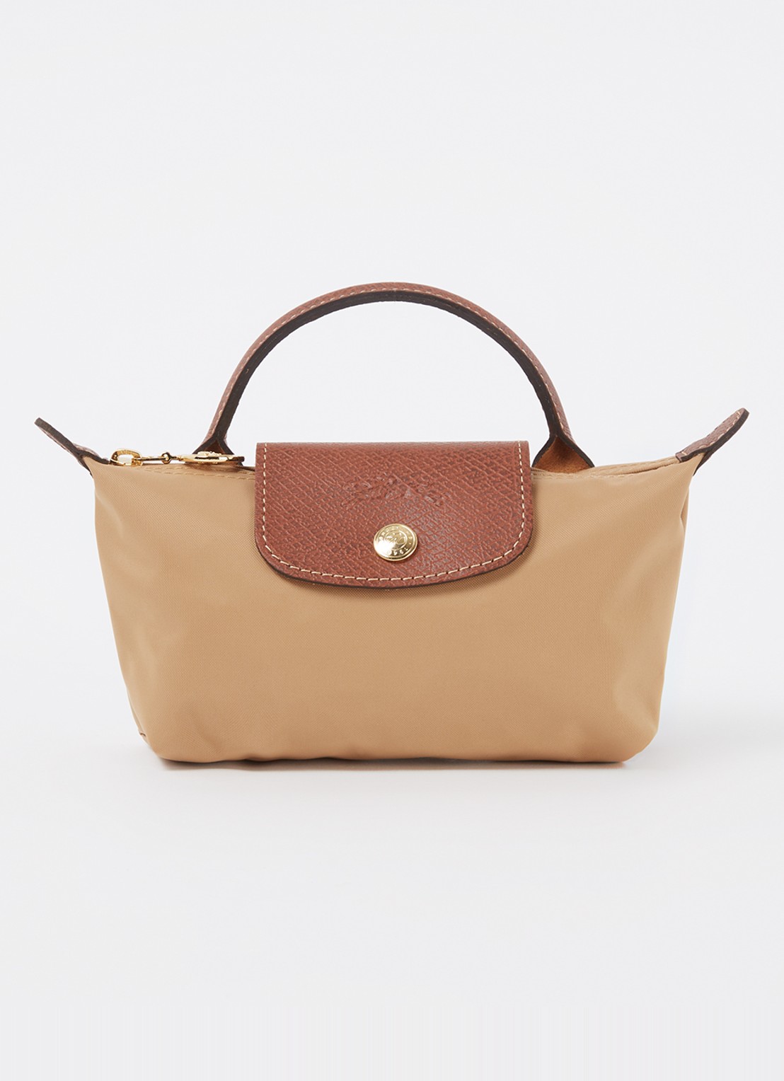 Longchamp Le Pliage handtas met leren details - voorkant 4 camel