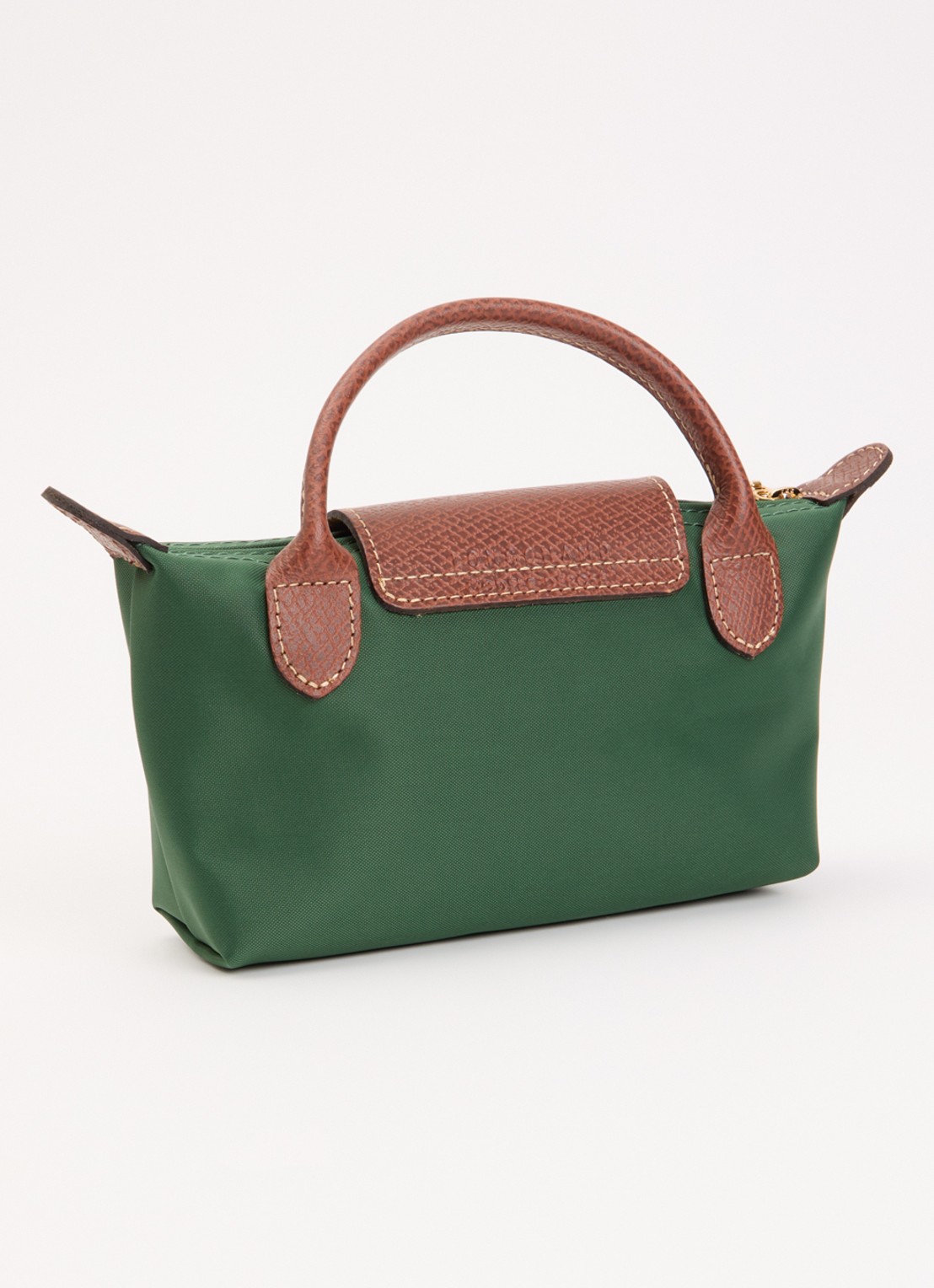 Longchamp Le Pliage handtas met leren details - achterkant 3 groen