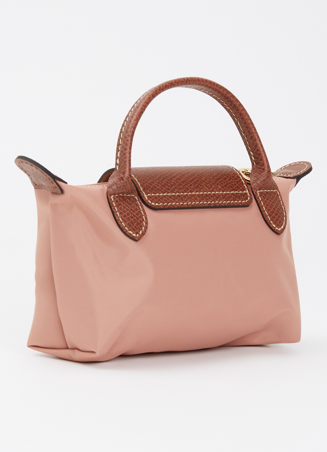 Longchamp Le Pliage handtas met leren details - achterkant 6 oudroze