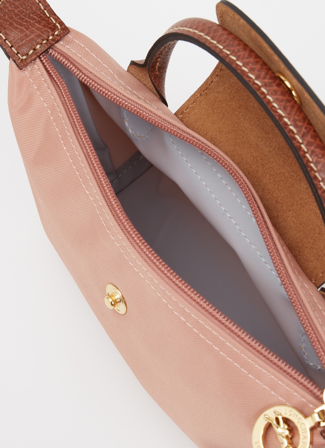 Longchamp Le Pliage handtas met leren details - detail oudroze