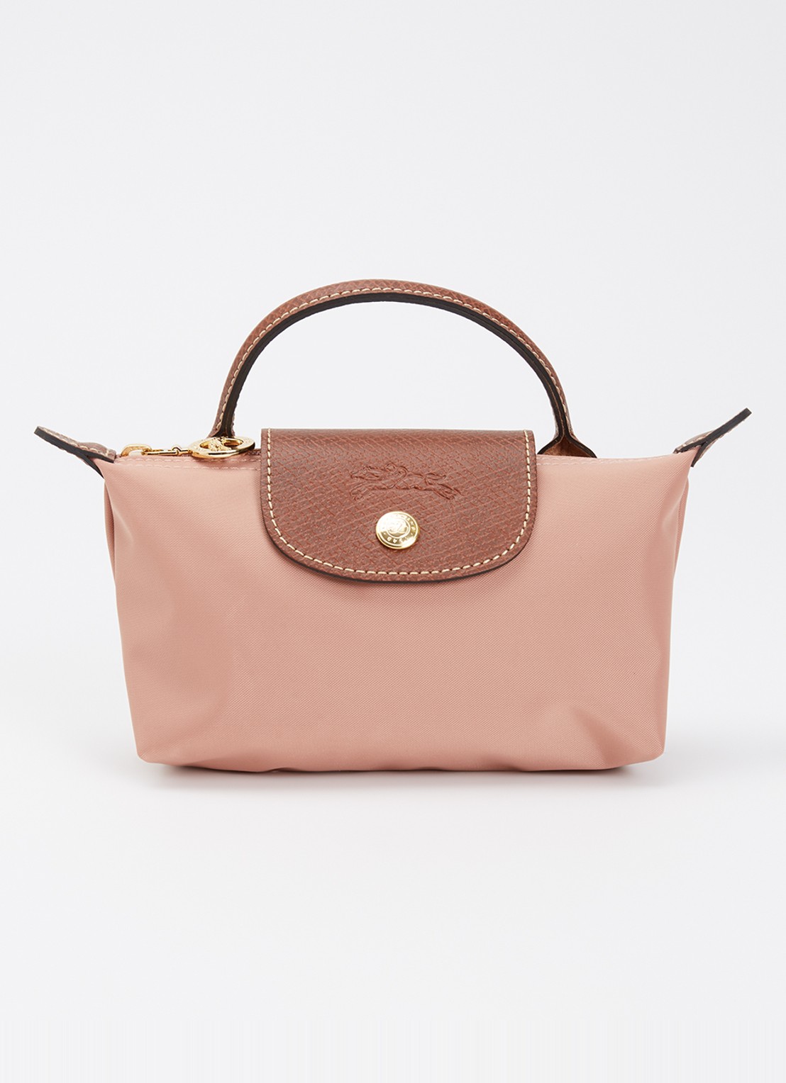 Longchamp Le Pliage handtas met leren details - voorkant 4 oudroze