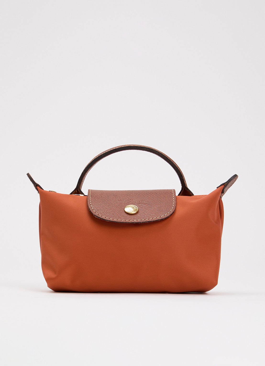 Longchamp Le Pliage handtas met leren details - voorkant oranjebruin