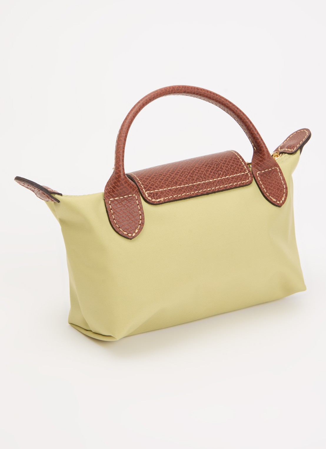 Longchamp Le Pliage handtas met leren details - achterkant mosgroen