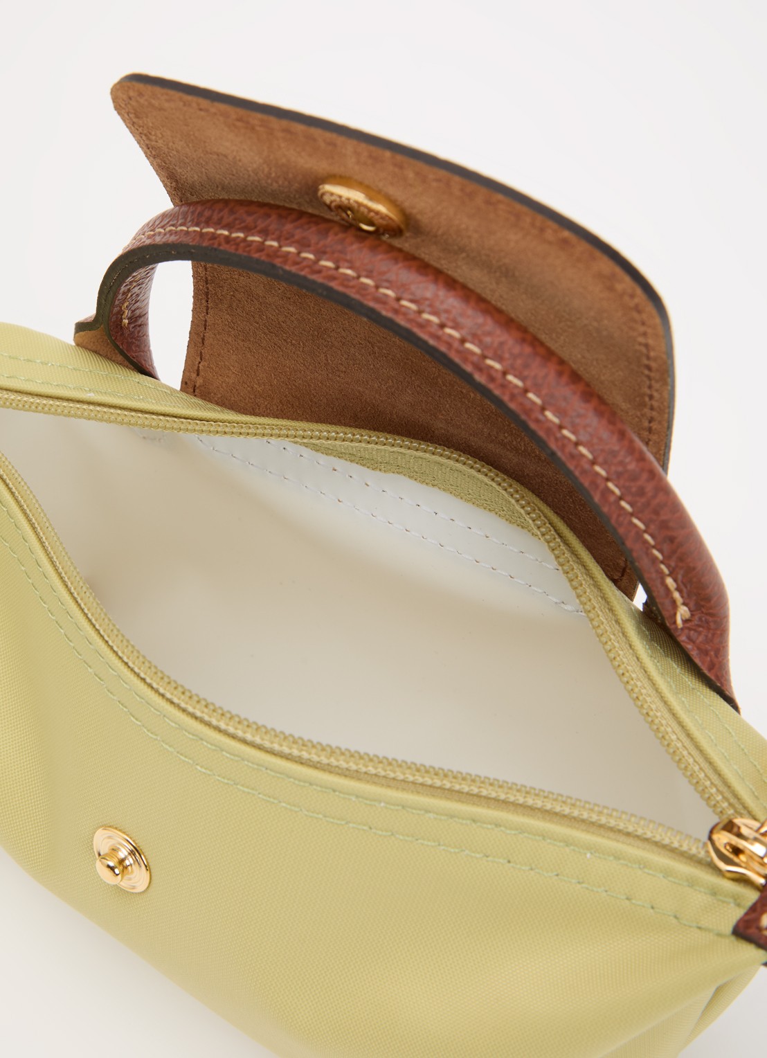 Longchamp Le Pliage handtas met leren details - detail 2 mosgroen