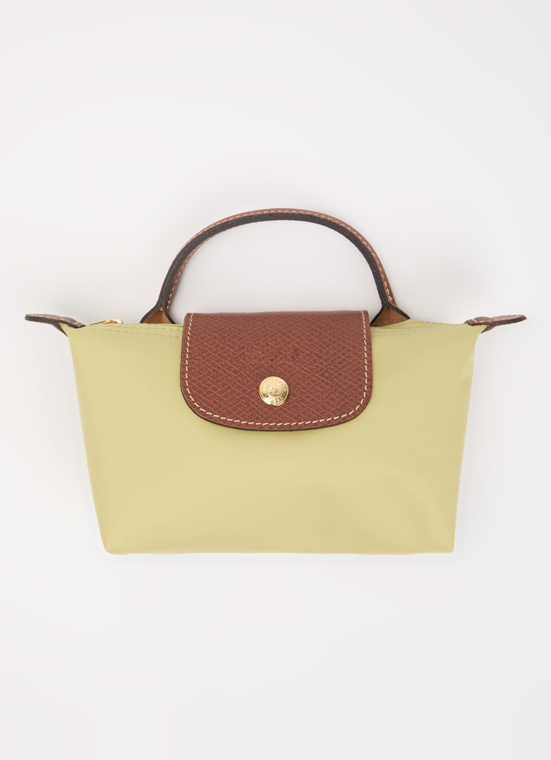 Longchamp Le Pliage handtas met leren details - detail 4 mosgroen