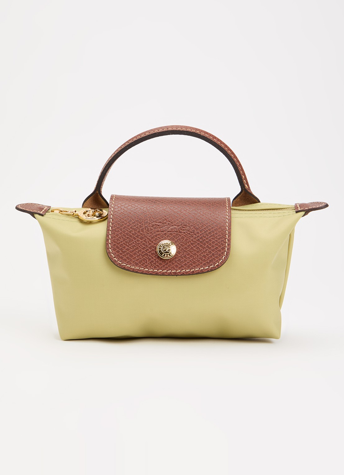Longchamp Le Pliage handtas met leren details - voorkant 6 mosgroen