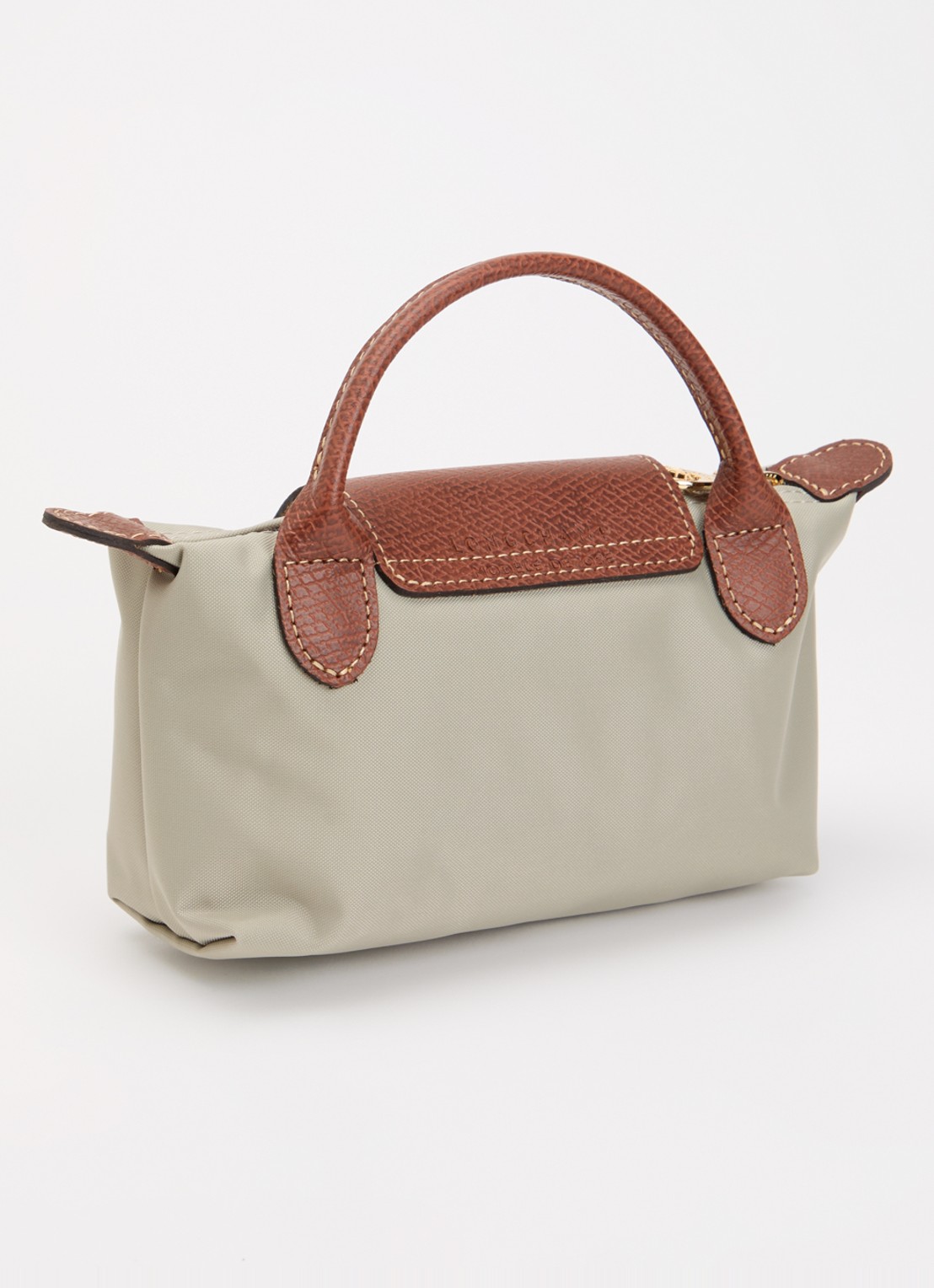 Longchamp Le Pliage handtas met leren details - achterkant grijs