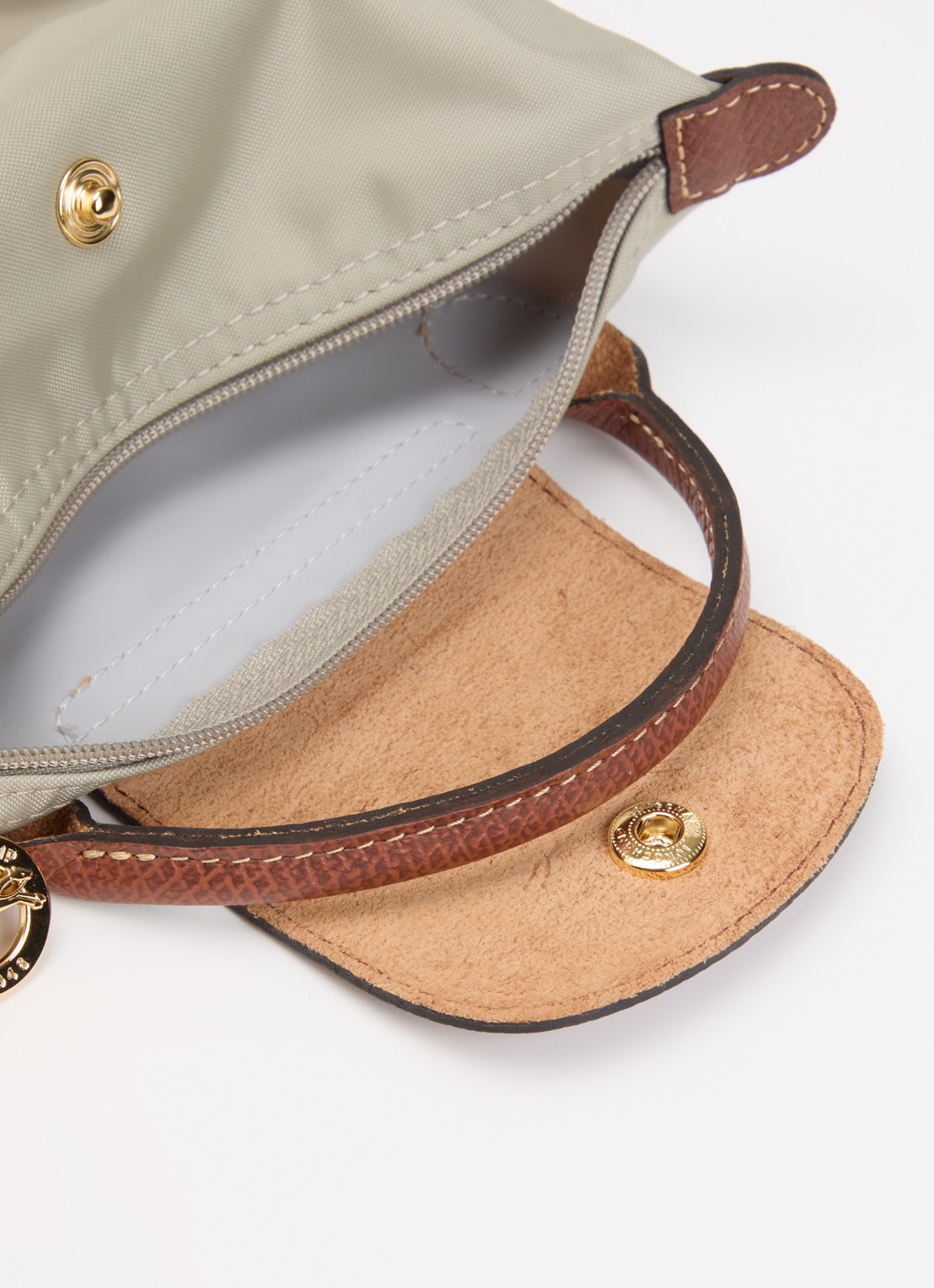 Longchamp Le Pliage handtas met leren details - detail 4 grijs